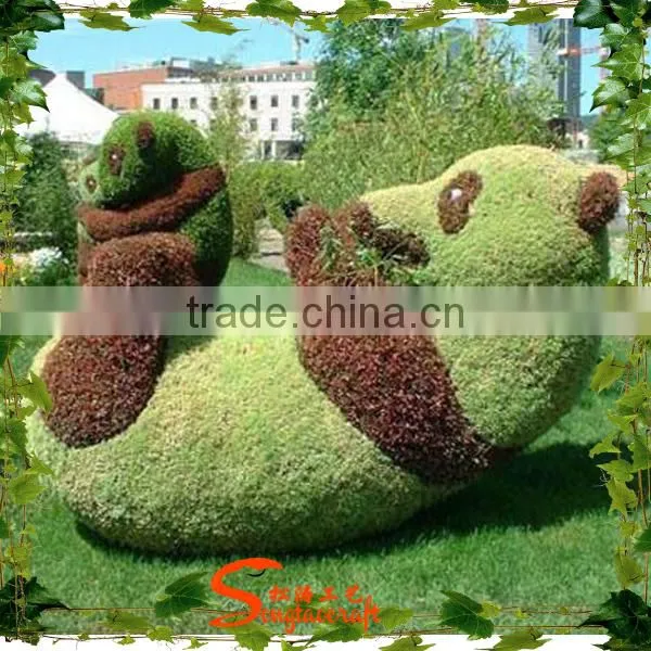 Wholesale garden decorative aritificial Panda topiary large artificial green carton topiary