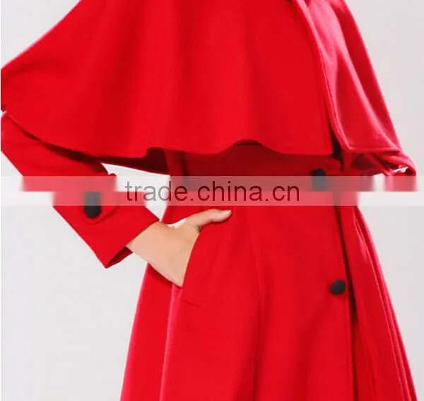 Charming prety Womens red Wool Maxi Coat, Winter red long thick Cape Poncho Overcoat
