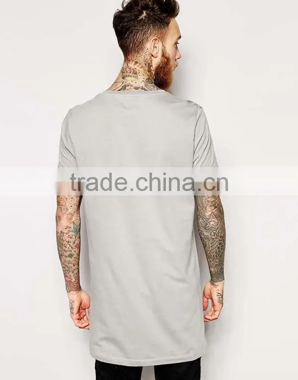 OEM Mens Gray Soft And Thin Plain Long Length T-shirts