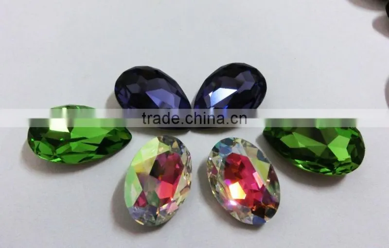 18*25mm cheap bling sew on oval stone factory sell garment beads
