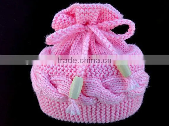 Wholesale Pure Colors Winter Knitting Beanies Baby Kids Bowknot Crochet Hats