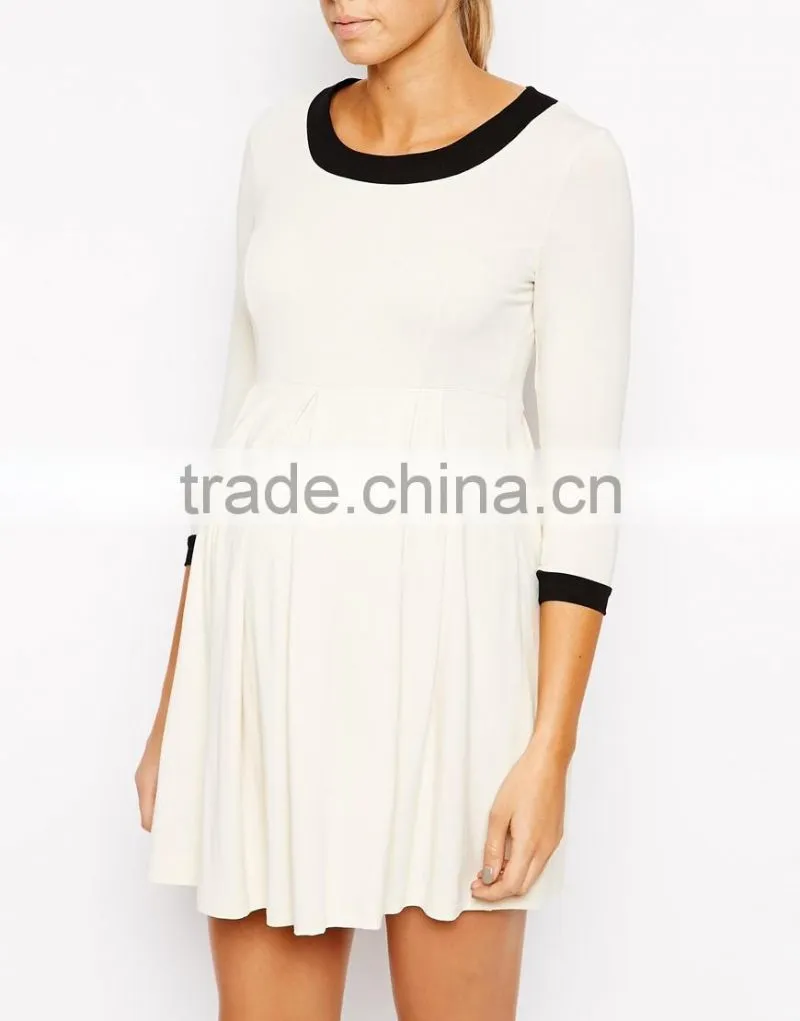 Maternity Skater Dress with Contrast Neck and Cuff China supplier