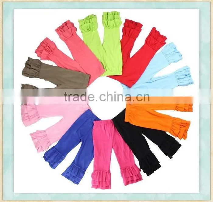 icing ruffle Capri pants girls boutique clothing fall 2016 ruffle pants triple ruffle legging pants 100% cotton solid color usa