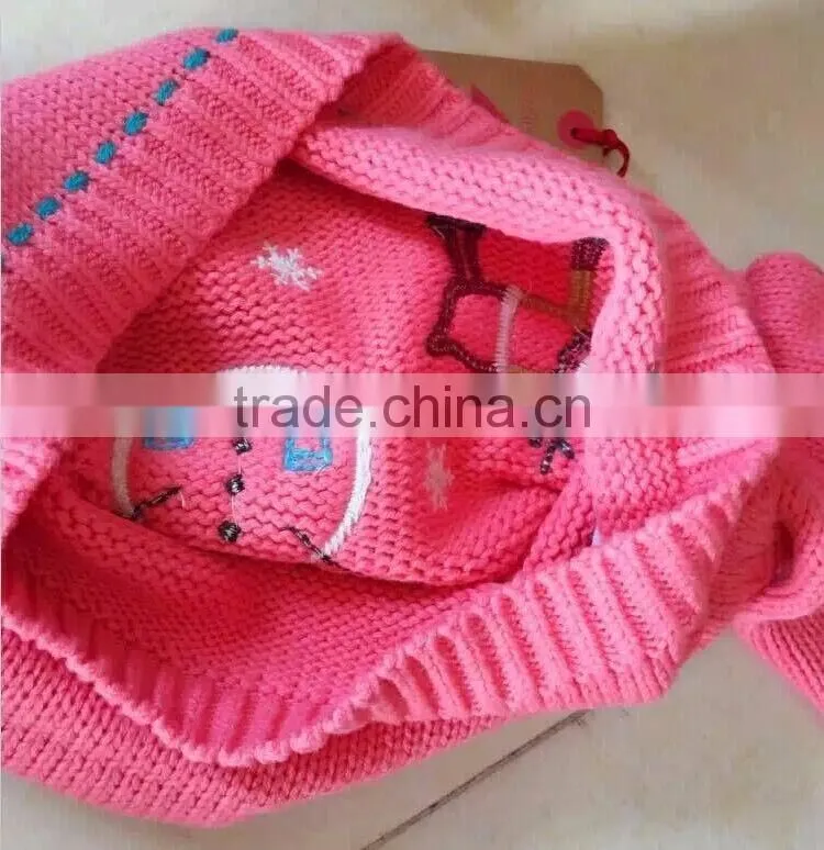 Pink Snowman Embroidery Children Baby Sweater Designs For Girl