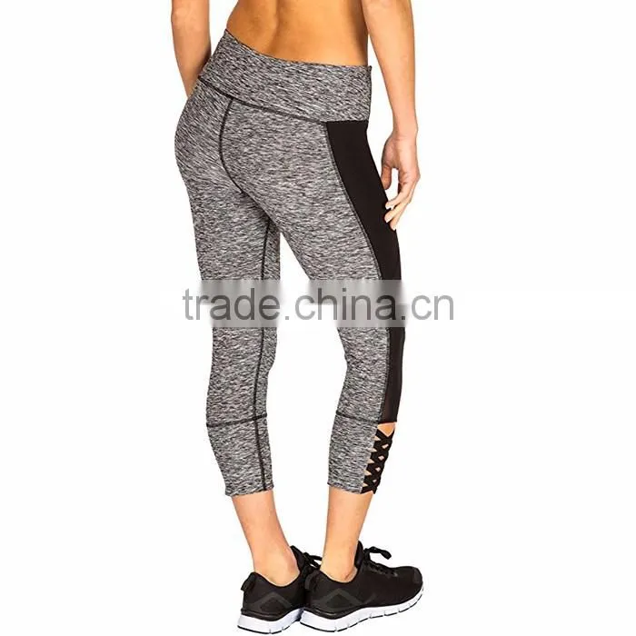 Yoga wear mesh strappy braided ankle women designer capri pants