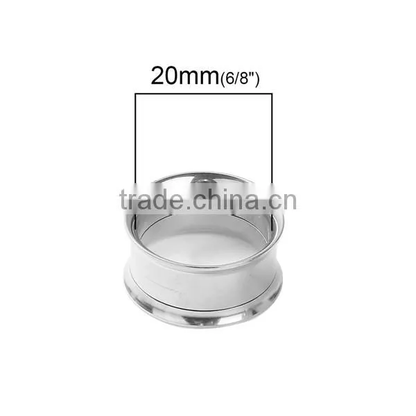 18mm Stainless Steel Ear Stretcher Expander Cylinder Silver Tone Fashion Ear Gauges