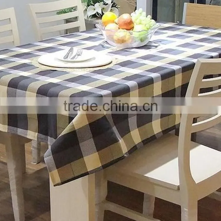 heavy thick polyester printed plaid waterproof cafe table cloth