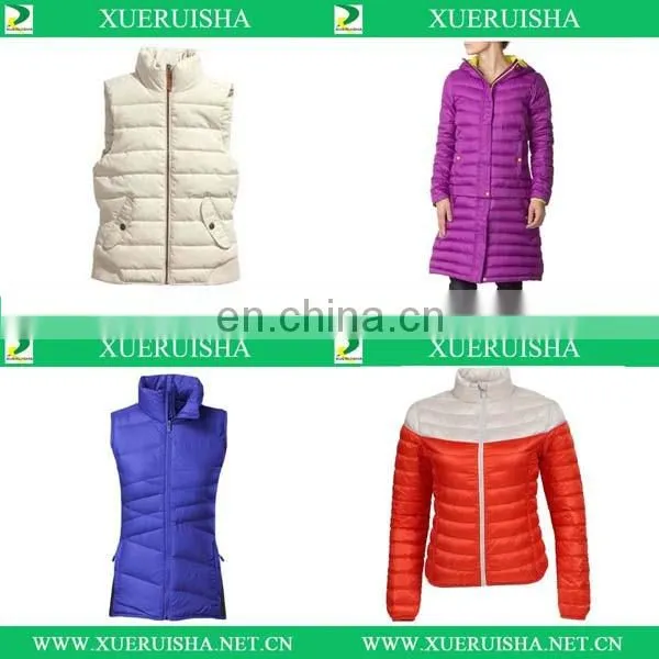 fashion sleeveless white down fill jackets for woman