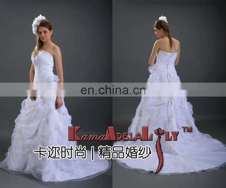 EB289 Shiny organza flower Wedding dress backless embroidery bridal dresses