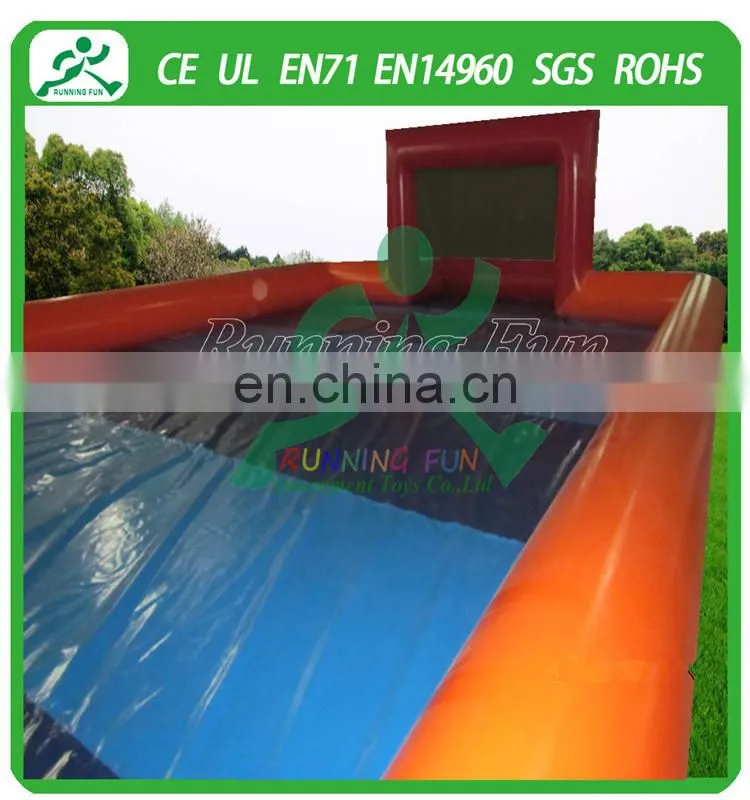 New design airtight inflatable soap soccer fielda, inflatable soap football field, inflatable water soccer field