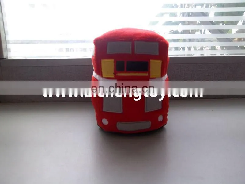 custom cartoon red bus plush toy promotion