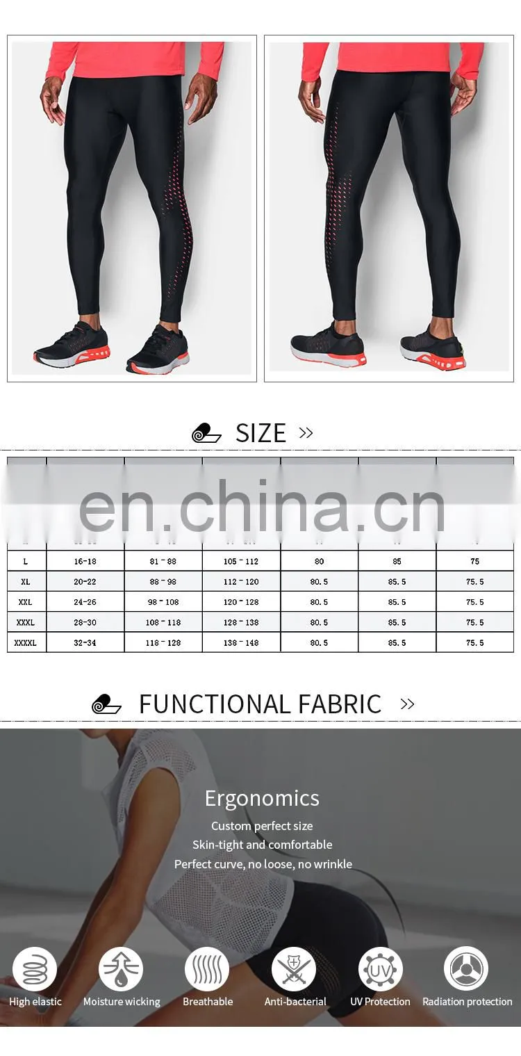 workout nylon black elastic fitness winter sublimated cycling sport gym running compression tights men