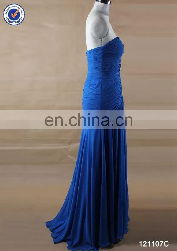 wholesale royal bule sweet heart neckline long evening dress made in China
