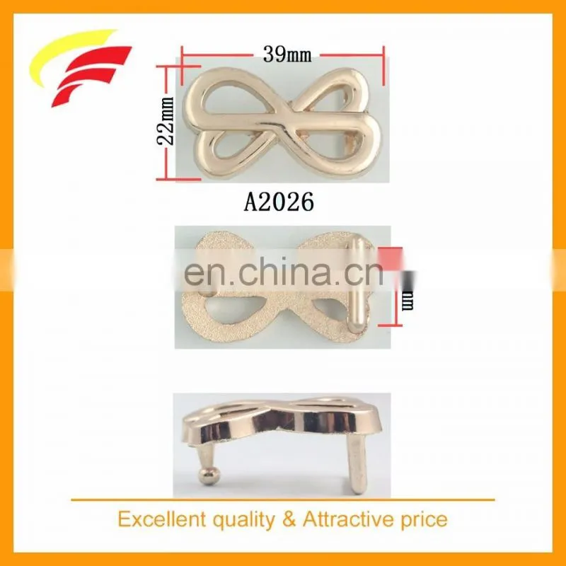 zinc alloy metal butterfly knot shape press clamp belt buckle with custom size