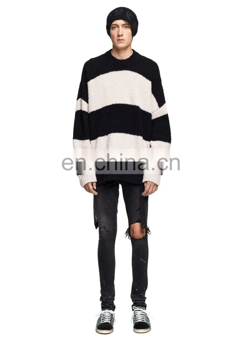 DiZNEW Guangdong Factory Black Broken Paint Splashed Jeans For Men