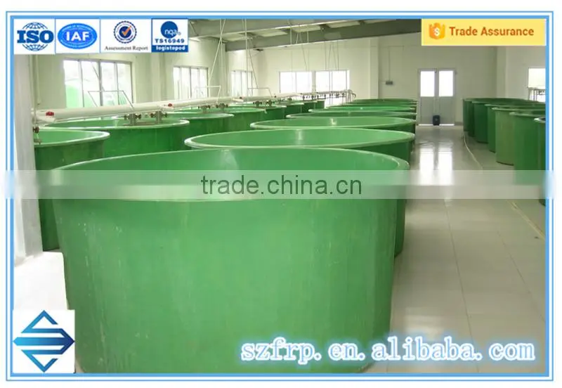 Fiberglass reinforced plastic aquaculture fish tanks