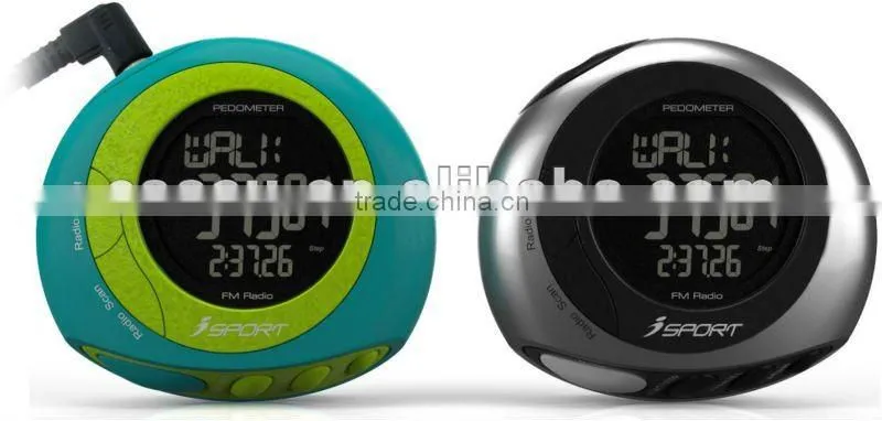 Digital motion Sensor Flip Up Spring clip Promotional FM Radio Pedometer Accurate Step Counter