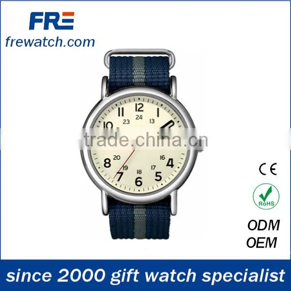 colorful changeable fabric strap quartz watch with metal case