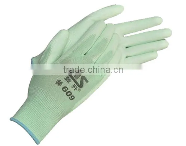 nylon pu coated hand gloves/ PU coated working gloves