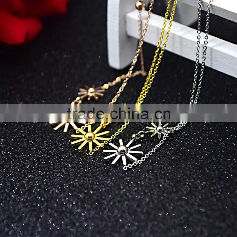 gold layered chain flowers women fashion necklaces