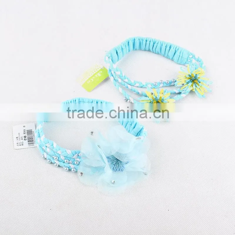 2015 On Discount Kids Hair Accessories Girl Handmade Flower Beaded Elastic Hair Band
