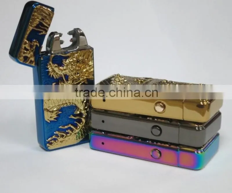 Usb Charging Windproof dimensional relief Lighters Double Arc Pulse Arc Electronic Cigarette Lighter for male and female present