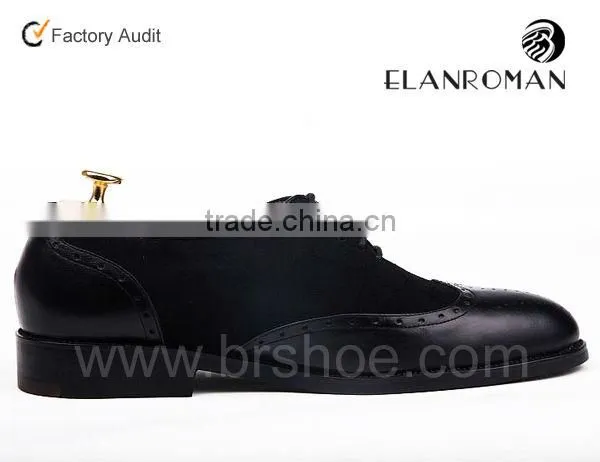 Black cow shining leather punch decorative men oxford shoes