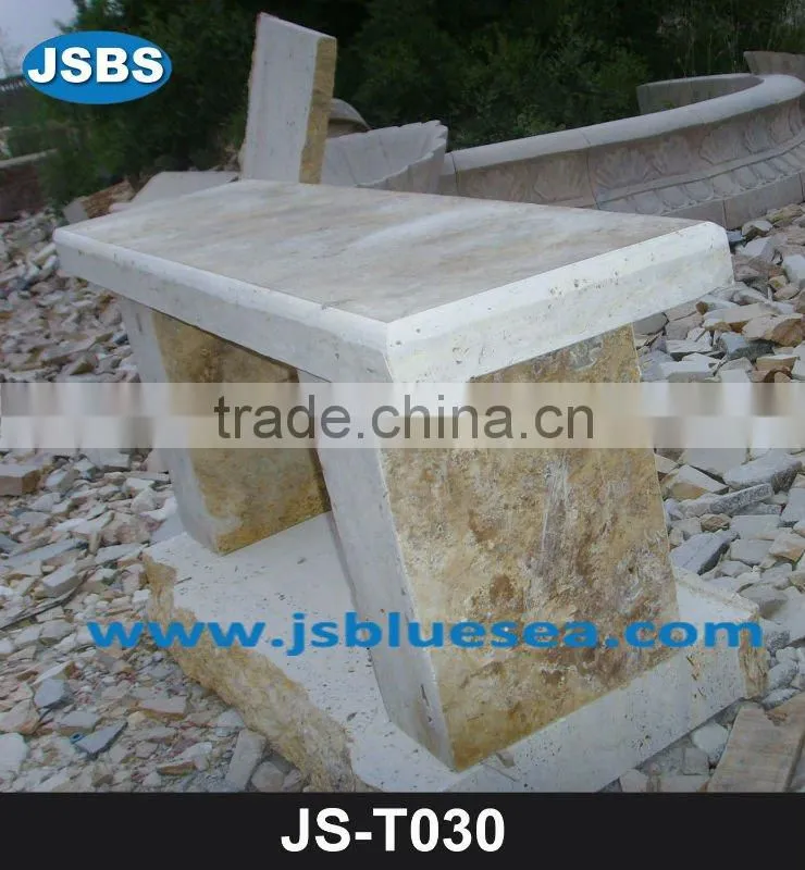 White marble long bench carving