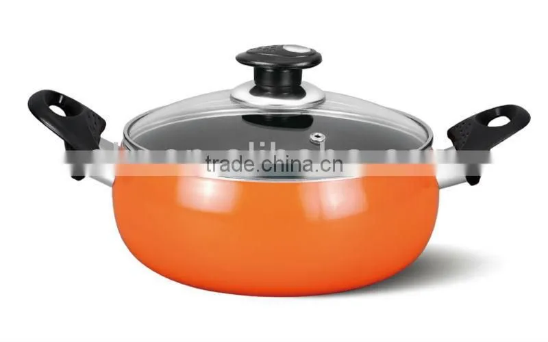Duradera naranja de cocina de aluminio verde Parini cazuela antiadherente de revestimiento de ceramica de cocina crisol comun