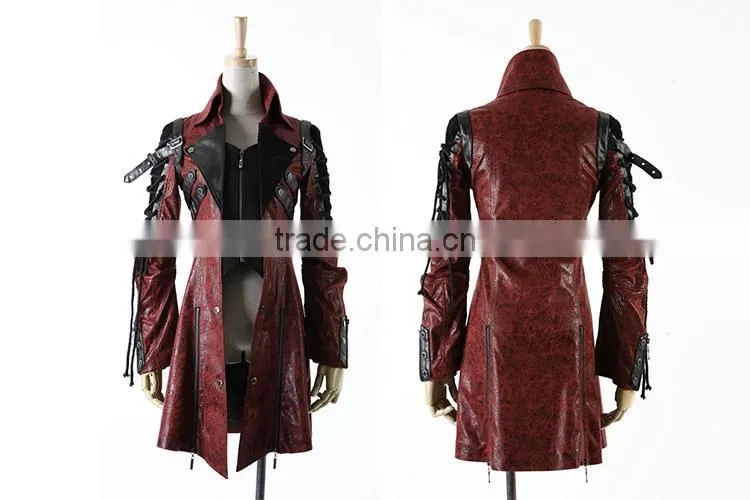 Y-349 red Gothic Punk Rave Studded Special Hot Punk Leather Jacket