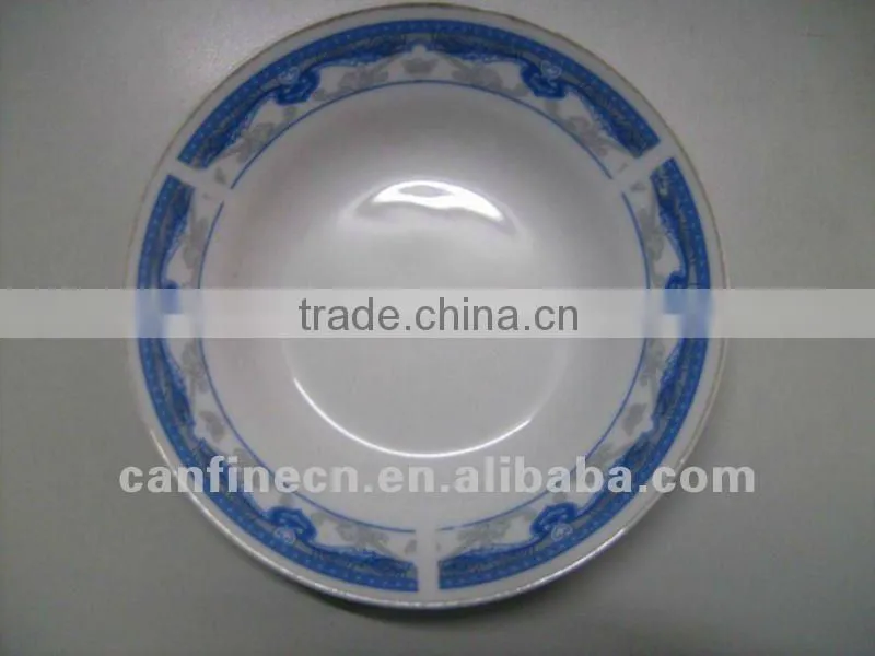 cheap white ceramic dinner plate with flower design / round ceramic porcelain flat plate