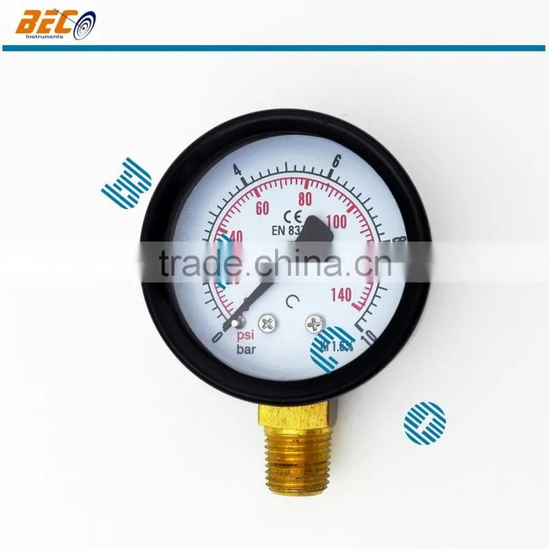 wide use best black metal air water pressure gauge manometer