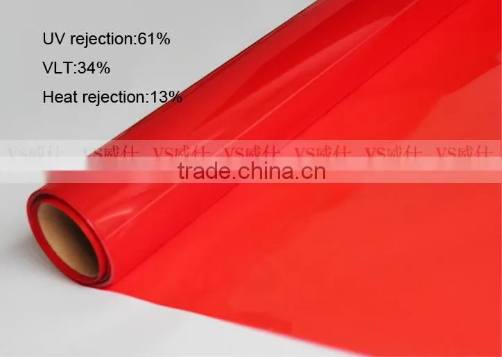 Colorful Transparent PET Film for window and home decoration,Red decorative vinyl window glass static film