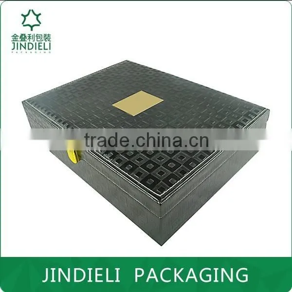Fashion design black leather cosmetic gift set box