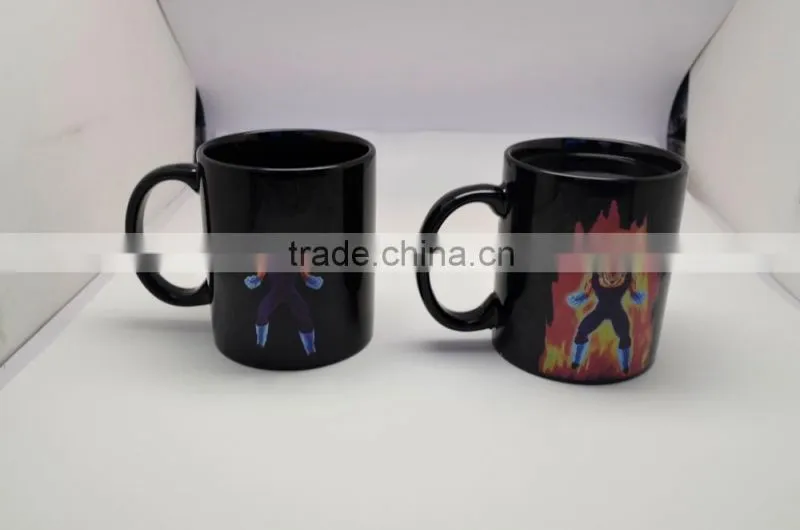 High quality low price balck CrossBones magic photo color changing mug