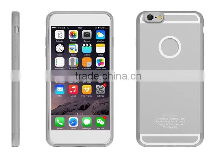 Transparent ultrathin silicon wireless charger case wireless receiver case for iphone6 6s