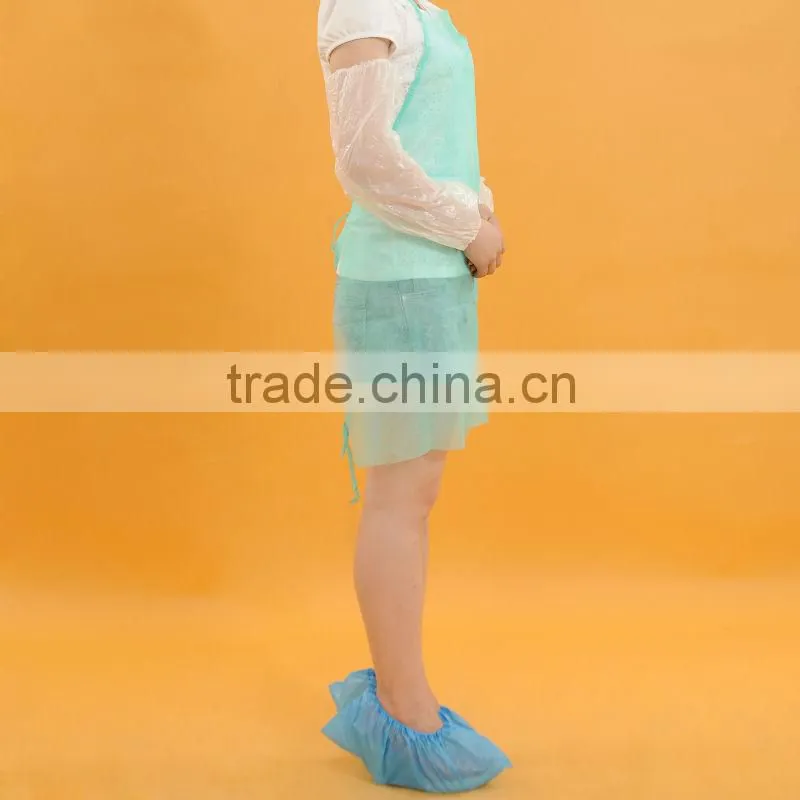 Blue PE Plastic Apron with Sleeves