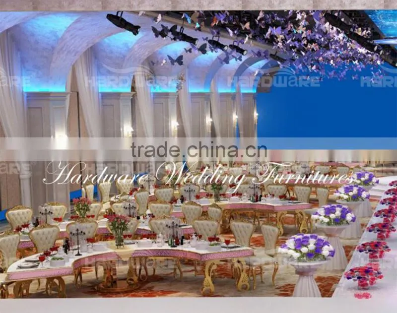 half moon hotel dining table , led light half round banquet dining table