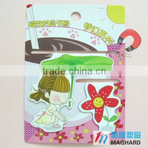 Girl&flower folding promotional magnetic bookmark