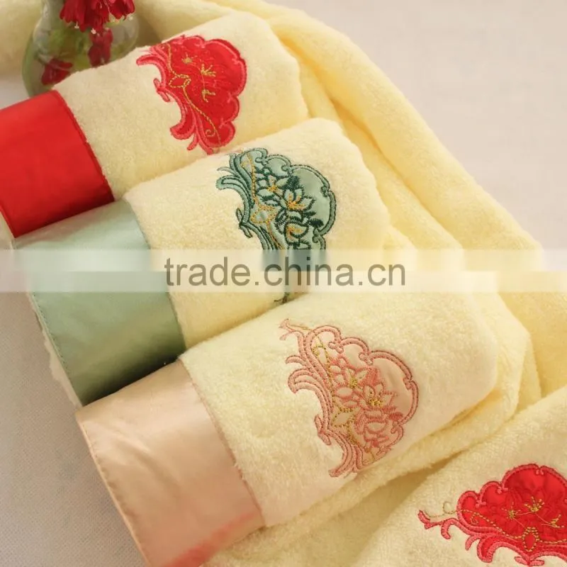 china supply cotton 21s/2 plained dyed decorative guest bath towels