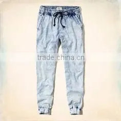 New Stylish Denim Look Blue Ripped Faux Jean Torn Leggings Tights Pants