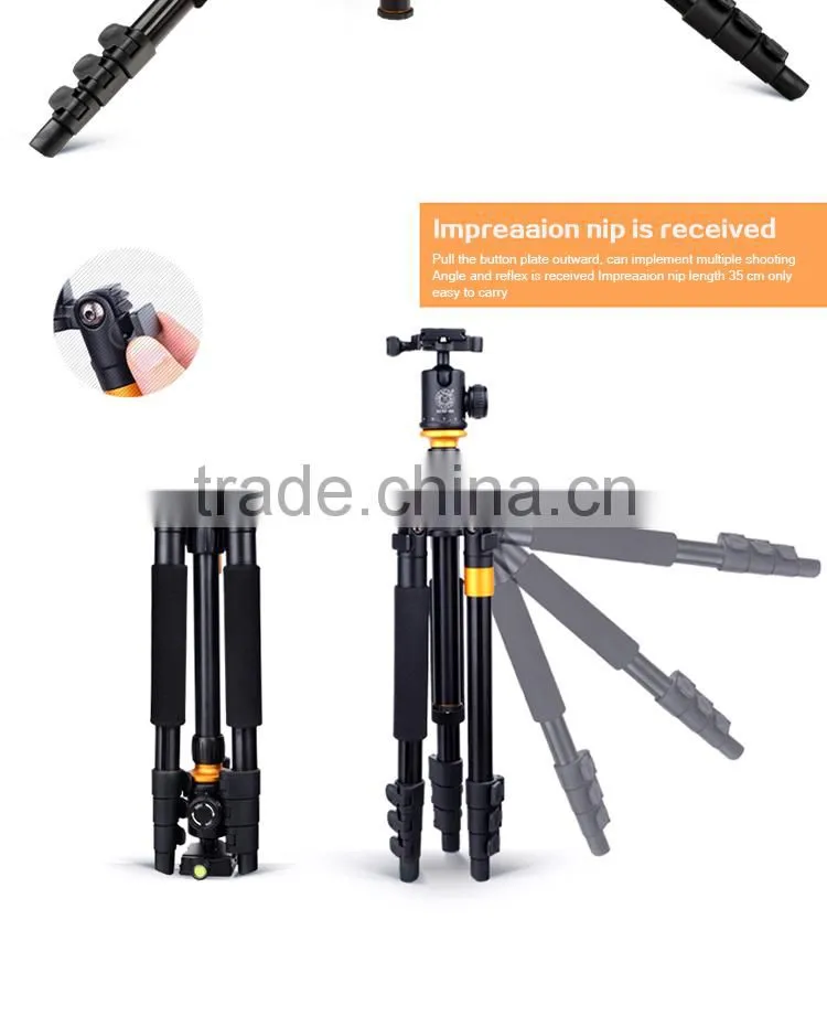 Q666 Telecopic camera tripod, Q570B clip leg hight stability aluminum tripod , SLR and video camera tripod factory direct