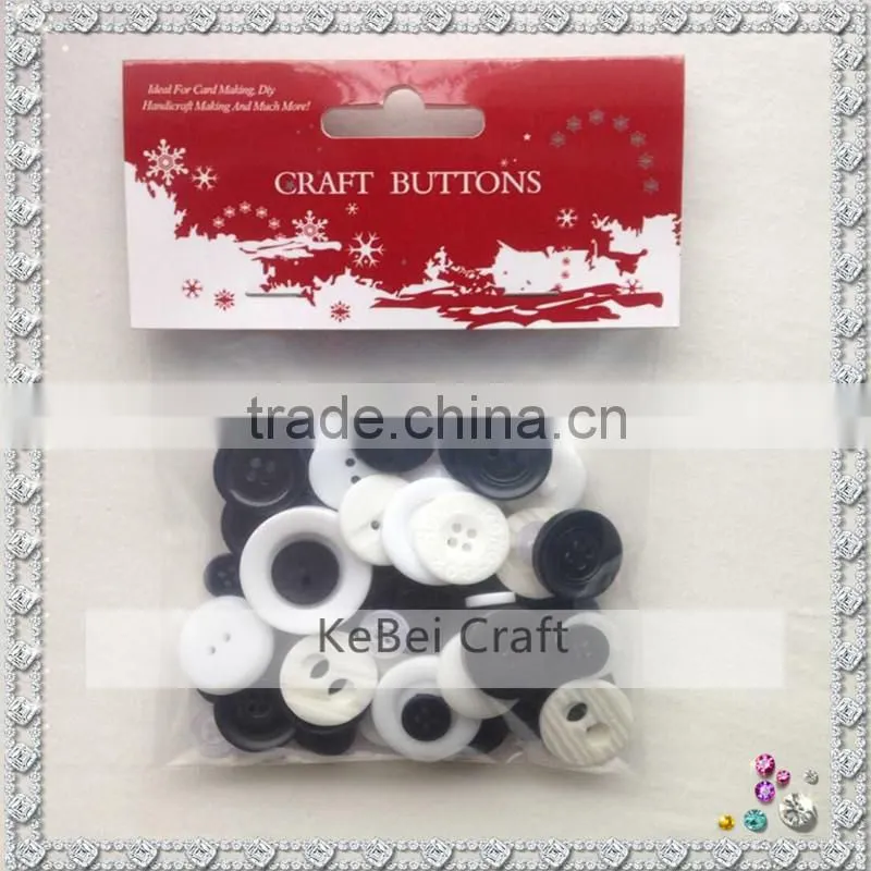 Mixed kids buttons, white and black resin decorative buttons