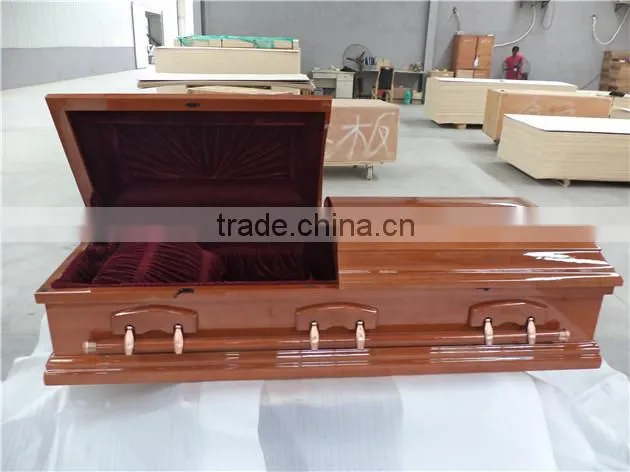 Mahogang material imported from US luxury solid wood funeral coffin casket