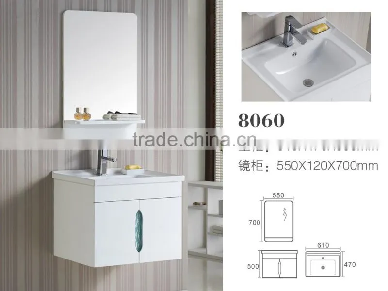 8060 Ceramic Counter top Cabinet Basin thin edge basin Bathroom Sink PVC Cabinet