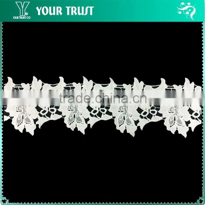 Width 58 Centimeter White Dot Flower Polyester Trimming Lace Dresses