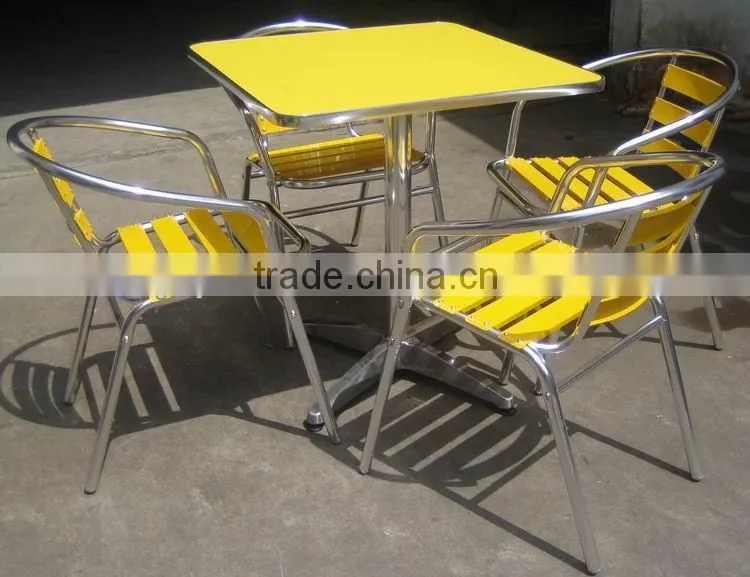 cheap restaurant furniture cast aluminum chair with stainless steel table YC001 YT2