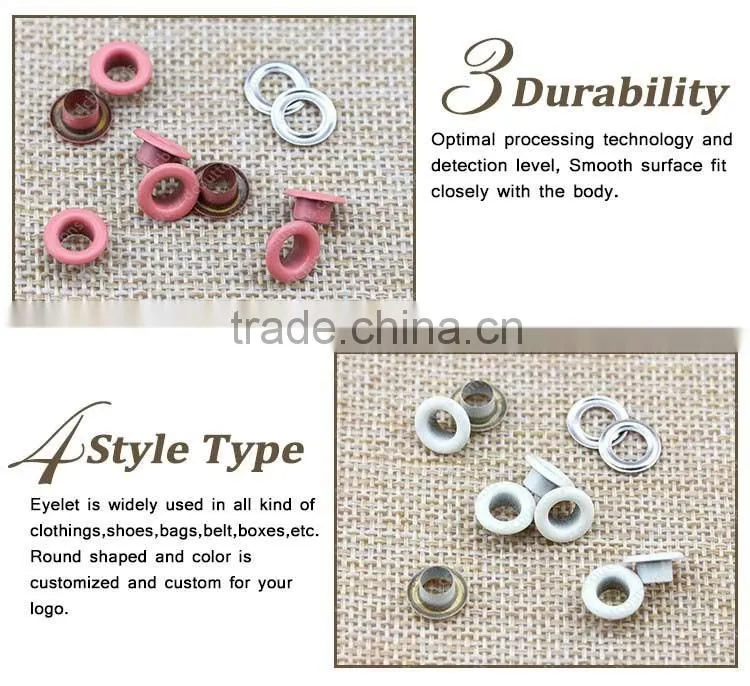 Colored Color and Nickel-Free Feature Brass Metal Shoe Eyelets