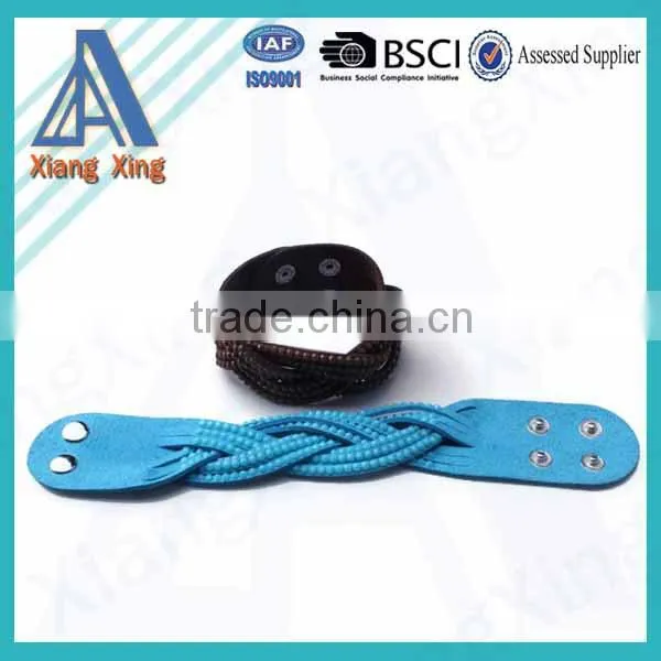 Single wrap rhinestone custom braided leather bracelets