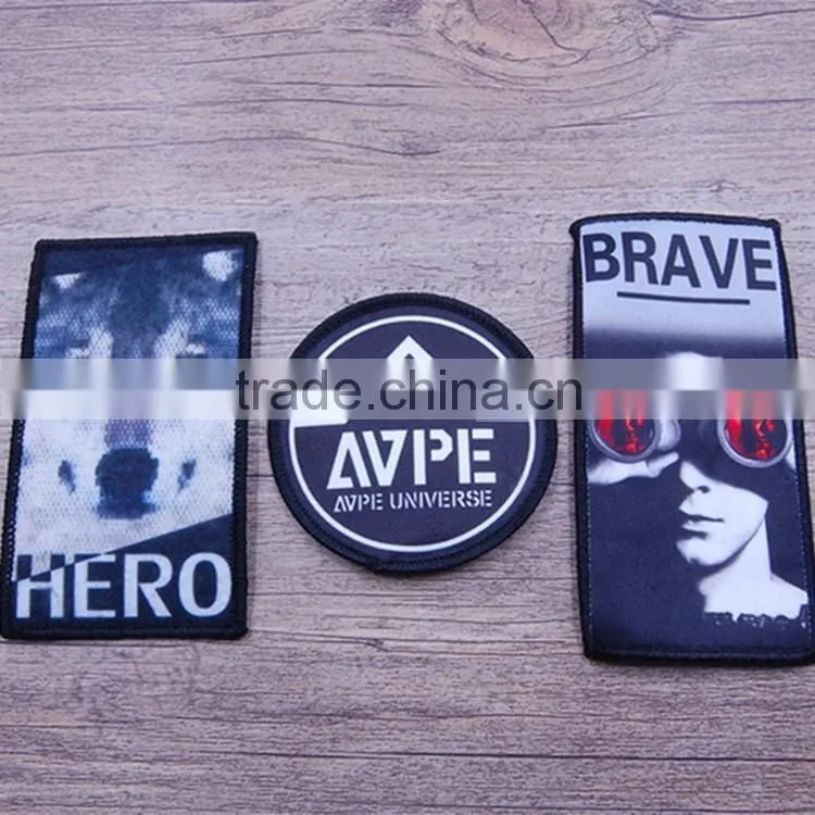Custom emboridered border silk screen sublimation slim cool satin patches